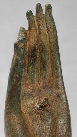 Main d'enseignement thaïlandaise en bronze d'Asie du Sud-Est de style thaïlandais antique montée - 30 cm/13"