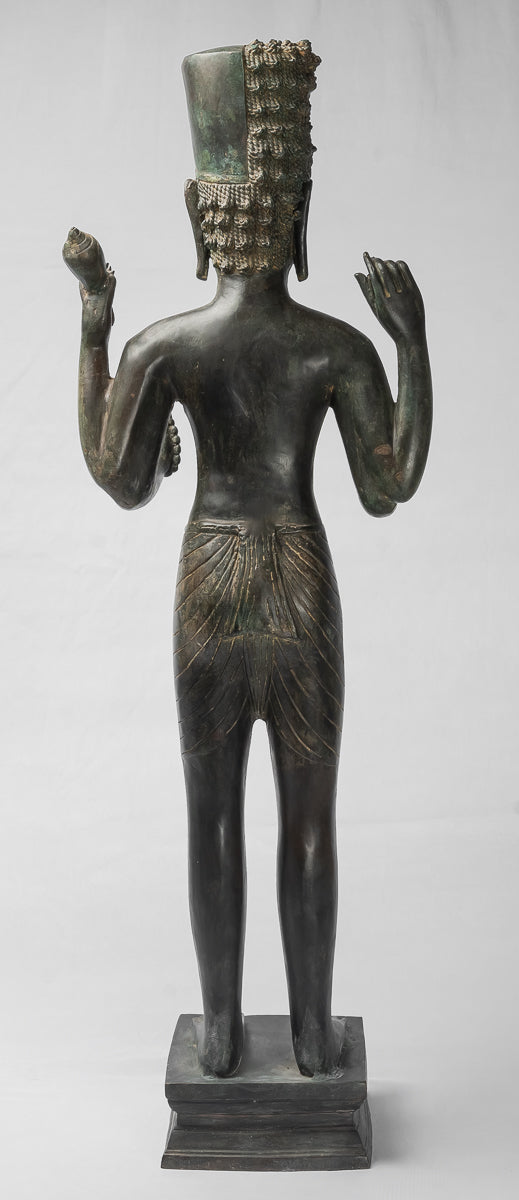 Vishnu-Statue – Stehende Bronze-Vishnu-Statue im antiken Thai-Stil – 94 cm.