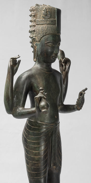 Vishnu-Statue – Stehende Bronze-Vishnu-Statue im antiken Thai-Stil – 94 cm.