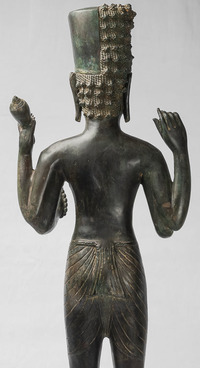 Vishnu-Statue – Stehende Bronze-Vishnu-Statue im antiken Thai-Stil – 94 cm.