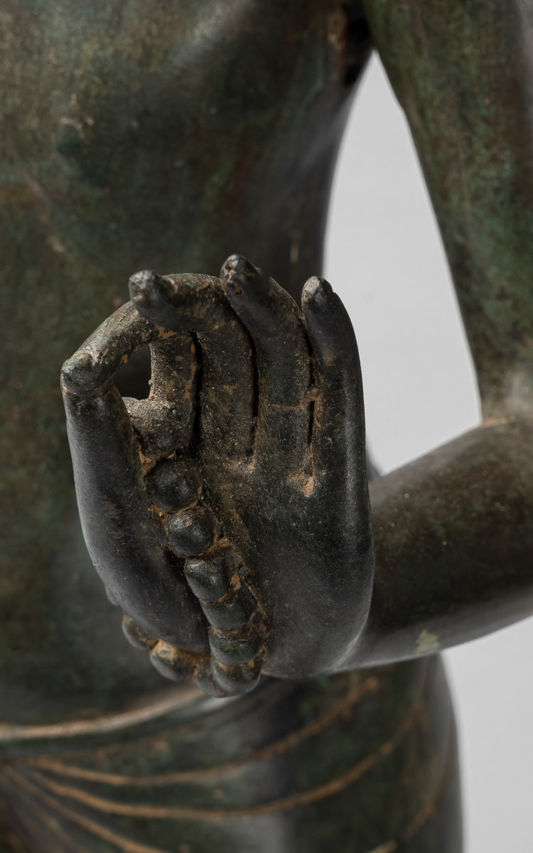 Vishnu-Statue – Stehende Bronze-Vishnu-Statue im antiken Thai-Stil – 94 cm.