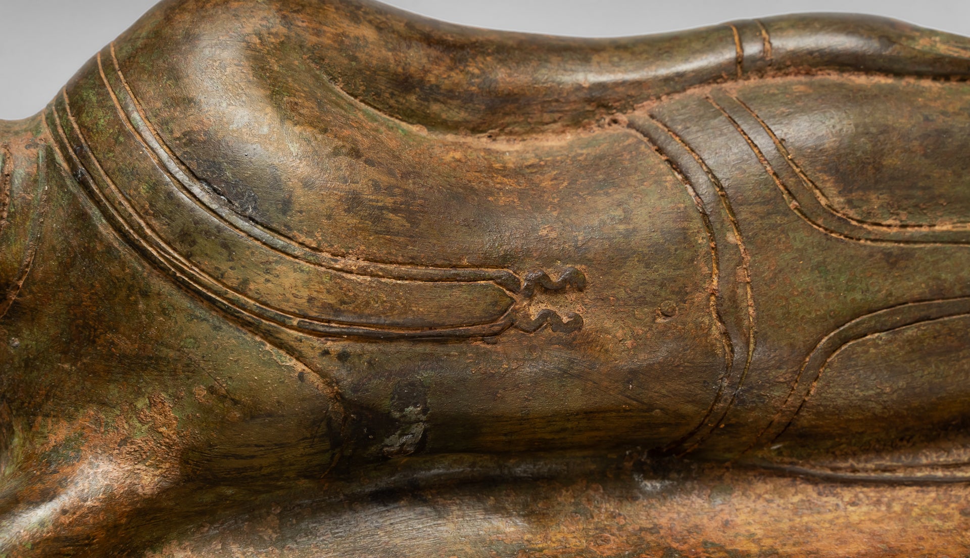 Buddha Statue - Antique Thai Style Bronze Sukhothai Reclining Nirvana Buddha Statue - 55cm/22"