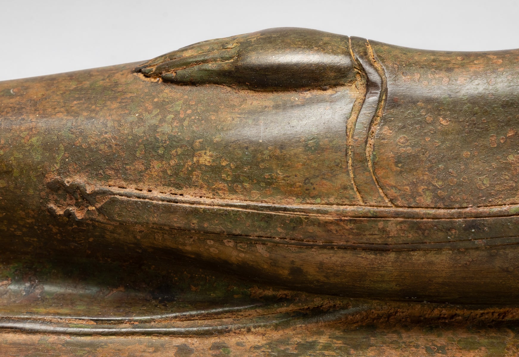 Buddha Statue - Antique Thai Style Bronze Sukhothai Reclining Nirvana Buddha Statue - 55cm/22"