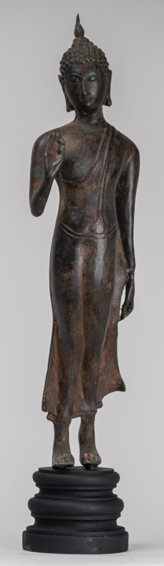 Antique Sukhothai Style Standing Bronze Protection Walking Buddha Statue - 50cm/20"