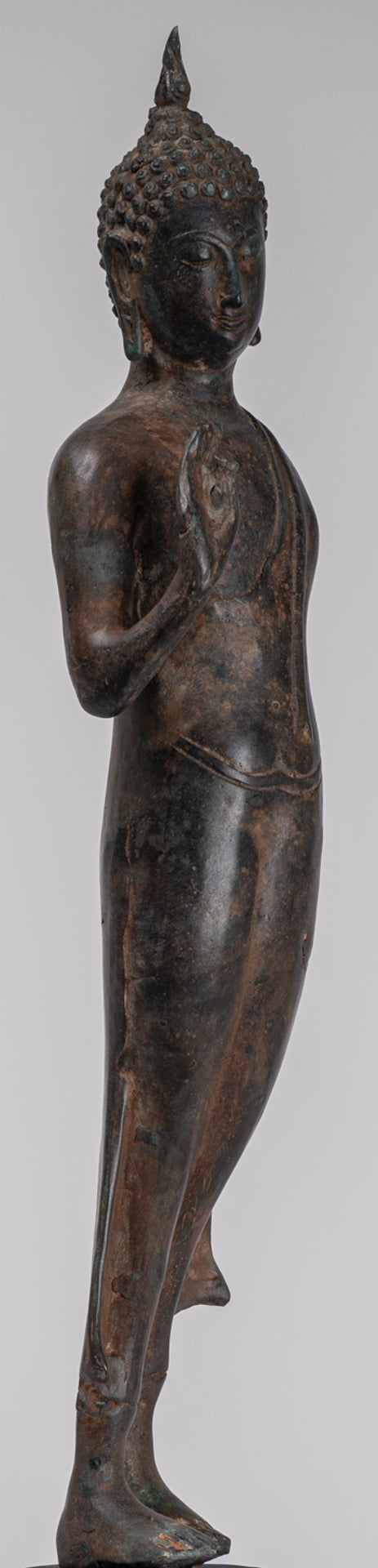 Antique Sukhothai Style Standing Bronze Protection Walking Buddha Statue - 50cm/20"