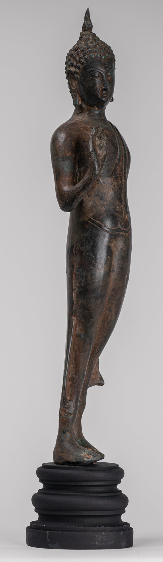 Antique Sukhothai Style Standing Bronze Protection Walking Buddha Statue - 50cm/20"
