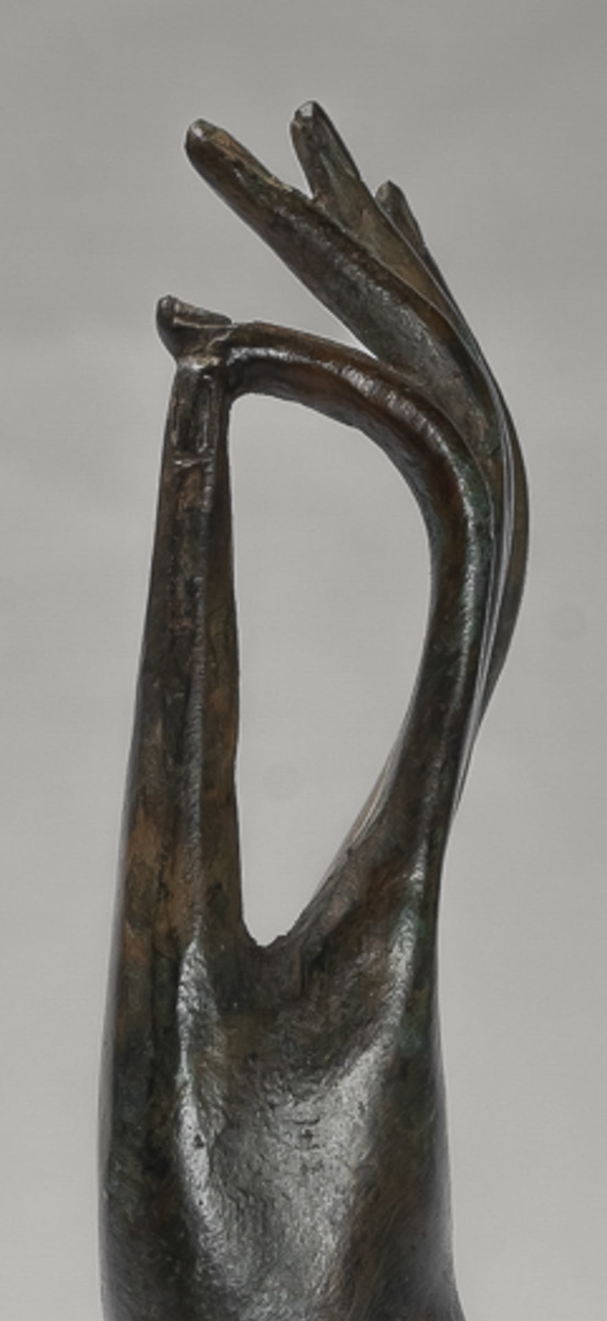 Mounted Antique Thai Style Southeast Asia Bronze Thai Teaching Hand - 24cm/10"