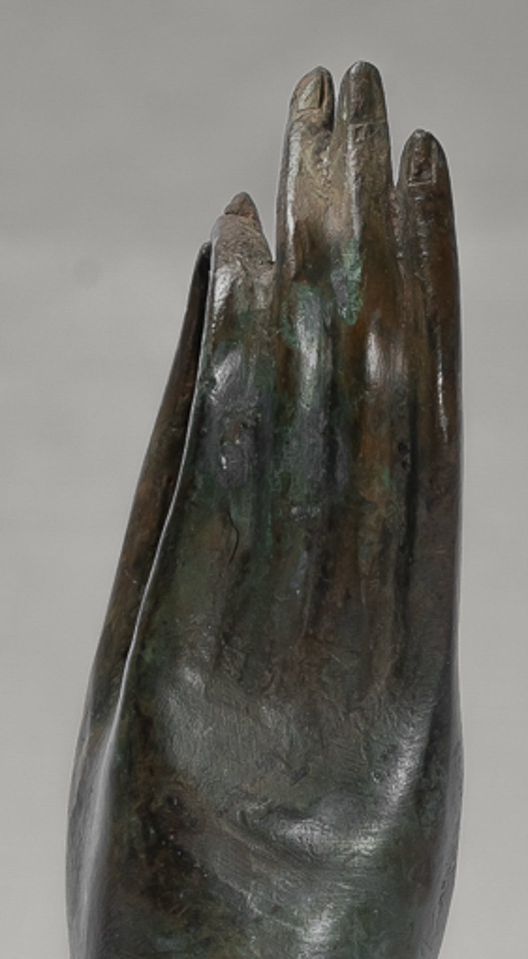 Mounted Antique Thai Style Southeast Asia Bronze Thai Teaching Hand - 24cm/10"