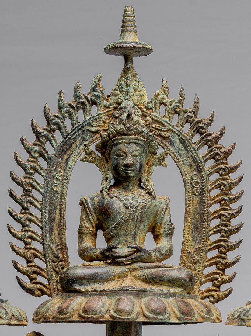 Buddha Statue - Antique Indonesischer Stil Bronze Javaner Meditation Buddha Statue - 49cm/20 "