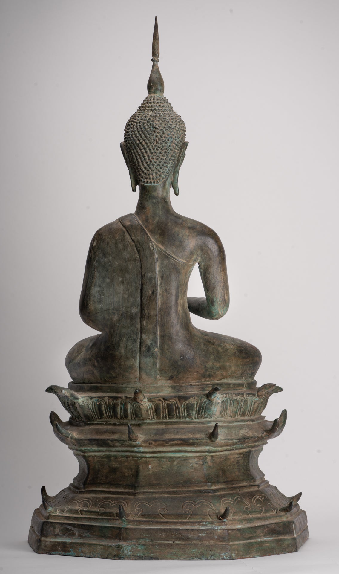 Antique Laos Style Bronze Charity Gautama Buddha Statue - 63cm/25"