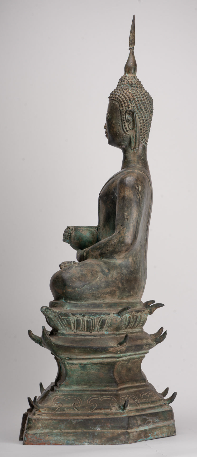 Antique Laos Style Bronze Charity Gautama Buddha Statue - 63cm/25"
