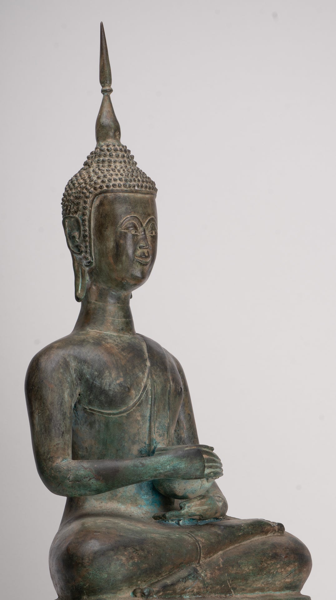 Antique Laos Style Bronze Charity Gautama Buddha Statue - 63cm/25"