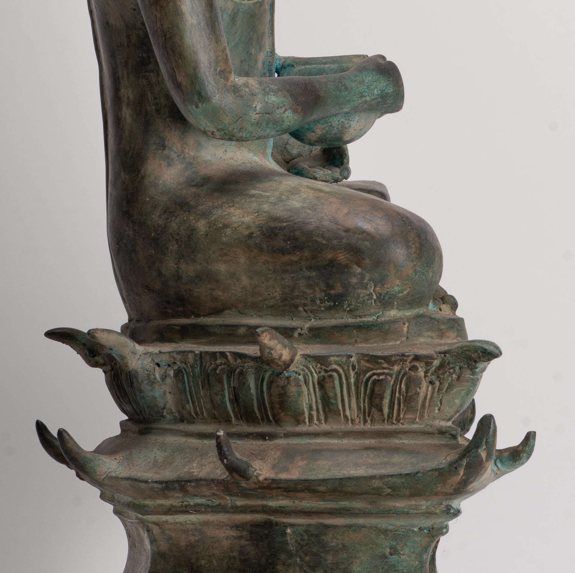 Antique Laos Style Bronze Charity Gautama Buddha Statue - 63cm/25"