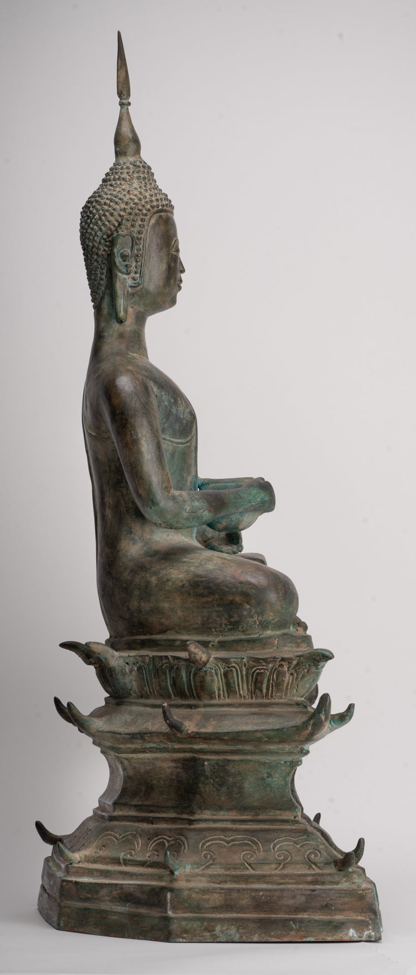 Antique Laos Style Bronze Charity Gautama Buddha Statue - 63cm/25"