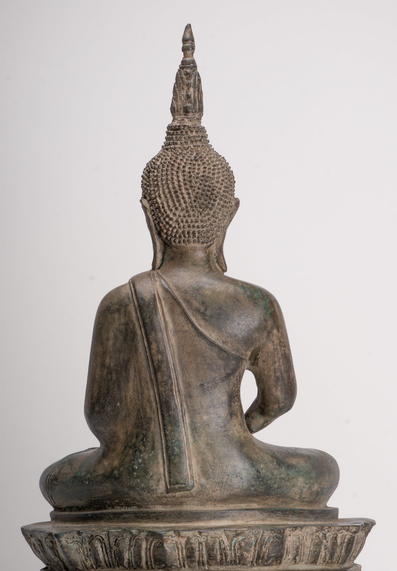 Antique Laos Style Bronze Seated Meditation Buddha Statue - 57cm/23"