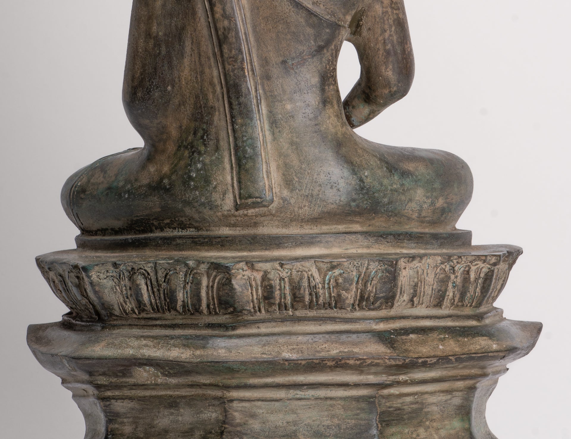 Antique Laos Style Bronze Seated Meditation Buddha Statue - 57cm/23"