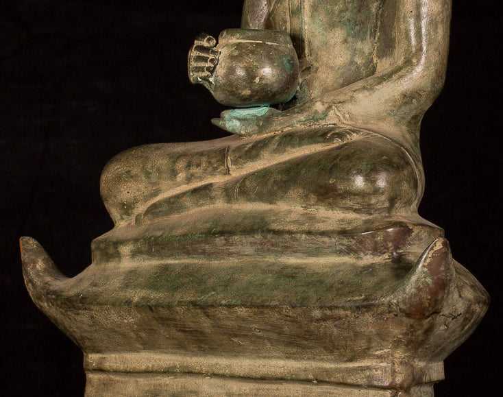 Buddha Statue -Antique Laos Style Bronze Charity Gautama Buddha Statue - 53cm/21"