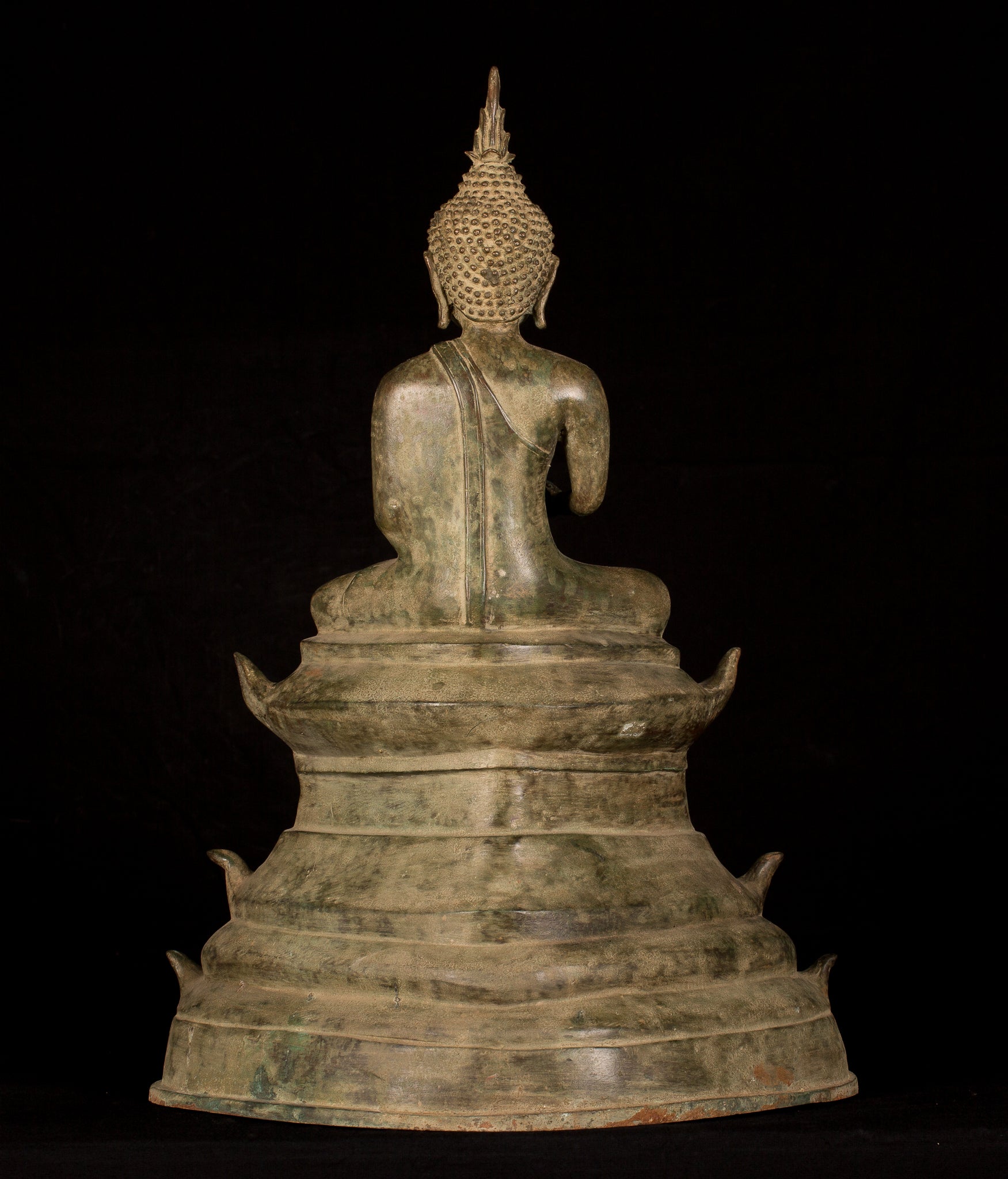 Buddha Statue -Antique Laos Style Bronze Charity Gautama Buddha Statue - 53cm/21"