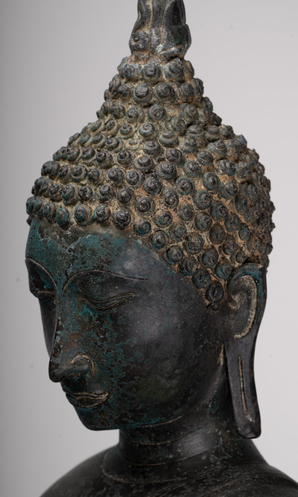 Antique Thai Style Sukhothai Bronze Protection Walking Buddha Statue - 117cm/47"