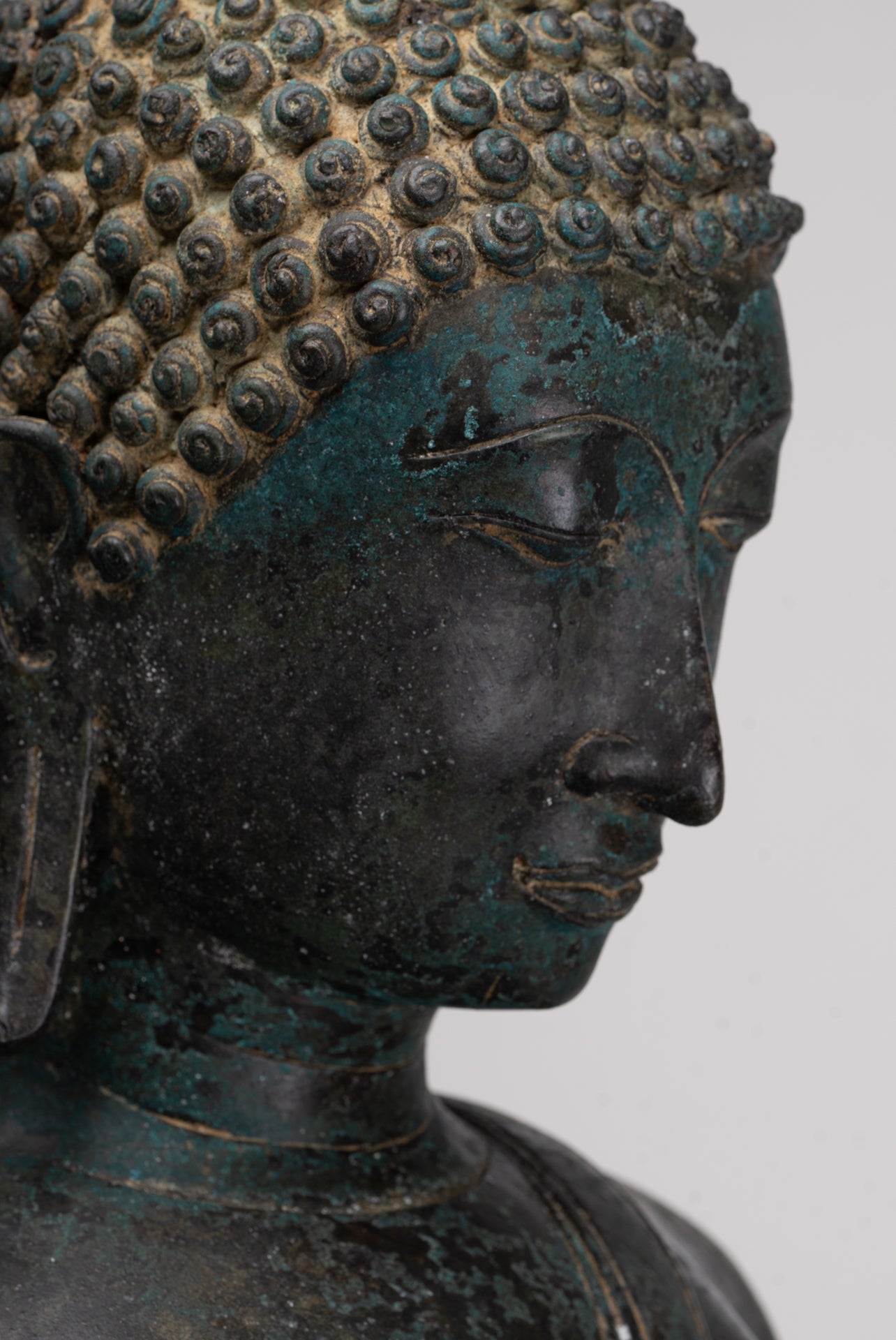 Antique Thai Style Sukhothai Bronze Protection Walking Buddha Statue - 117cm/47"