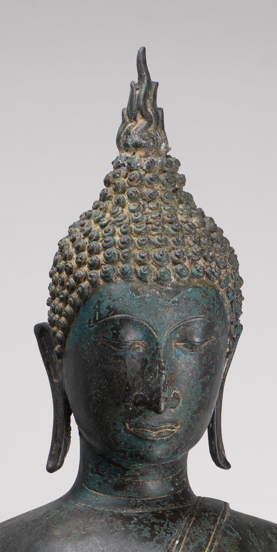 Antique Thai Style Sukhothai Bronze Protection Walking Buddha Statue - 117cm/47"