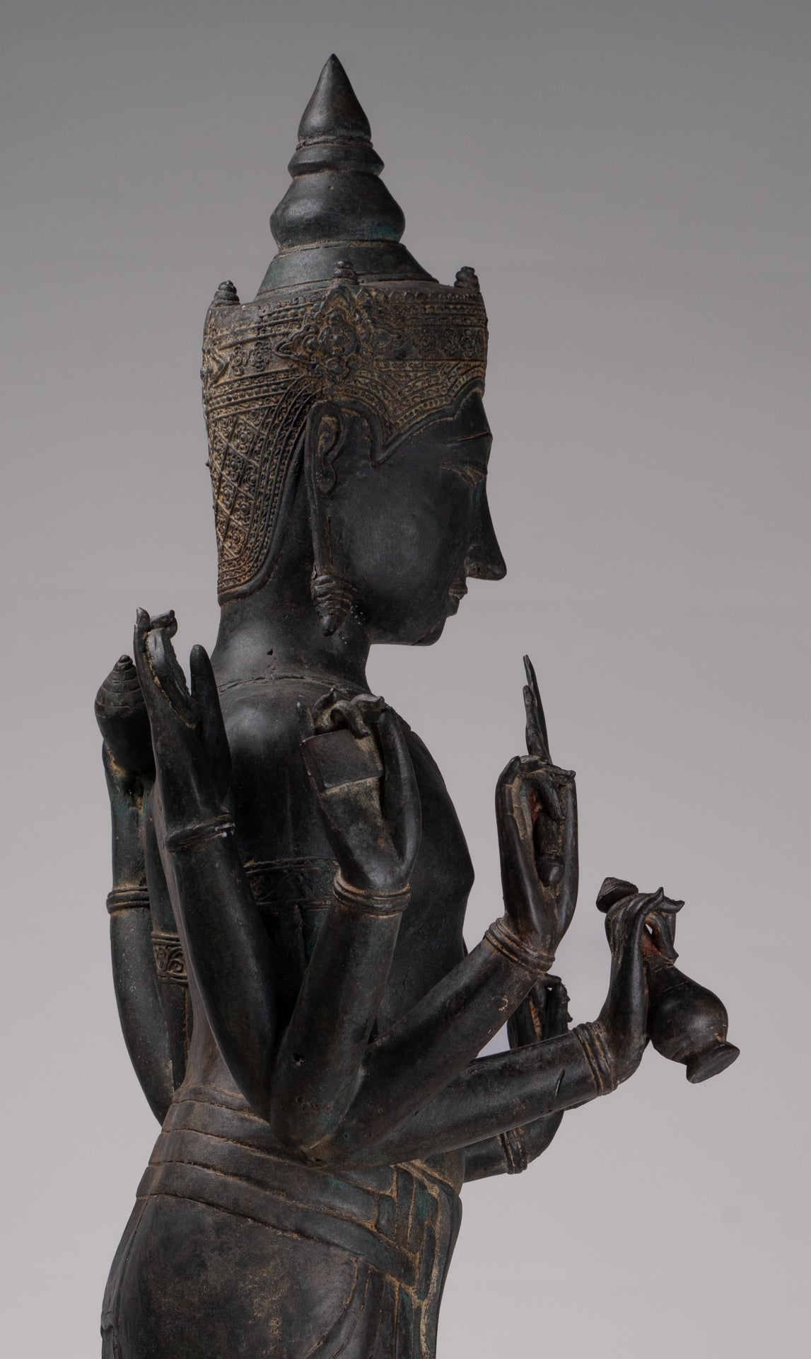 Vishnu Statue - Antique Thai Style Standing Bronze Vishnu Statue - 112cm/45"