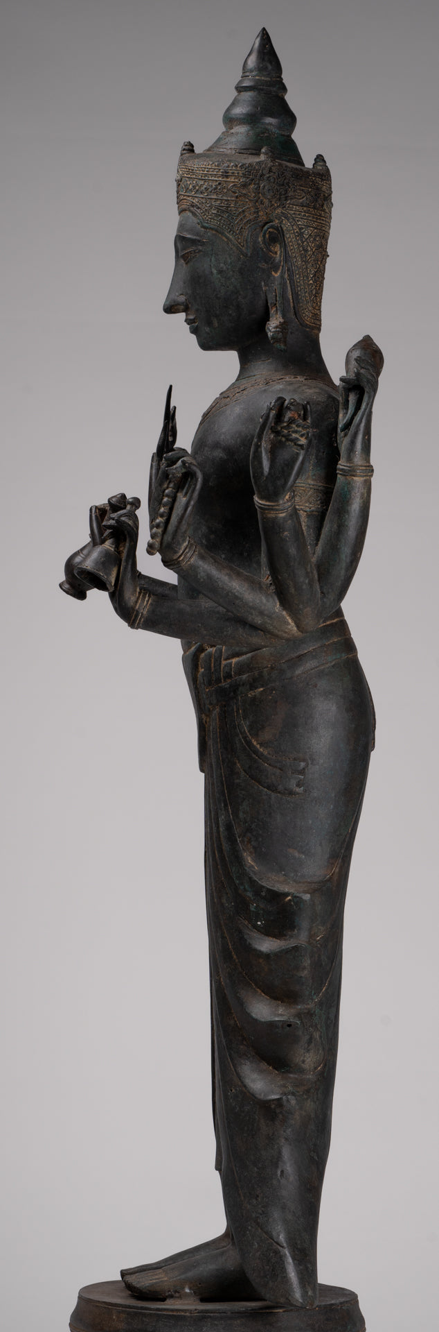 Vishnu Statue - Antique Thai Style Standing Bronze Vishnu Statue - 112cm/45"