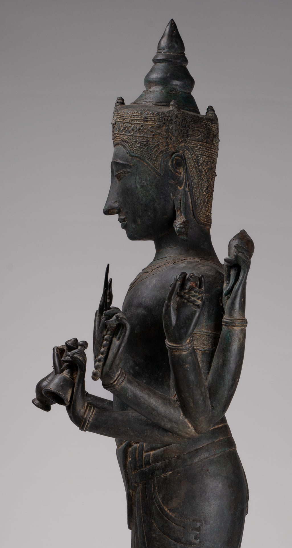 Vishnu Statue - Antique Thai Style Standing Bronze Vishnu Statue - 112cm/45"