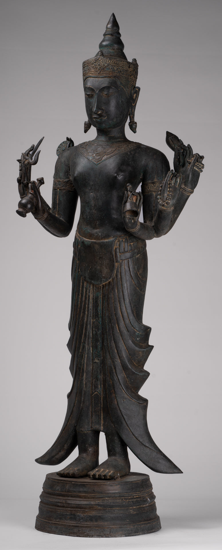 Vishnu Statue - Antique Thai Style Standing Bronze Vishnu Statue - 112cm/45"