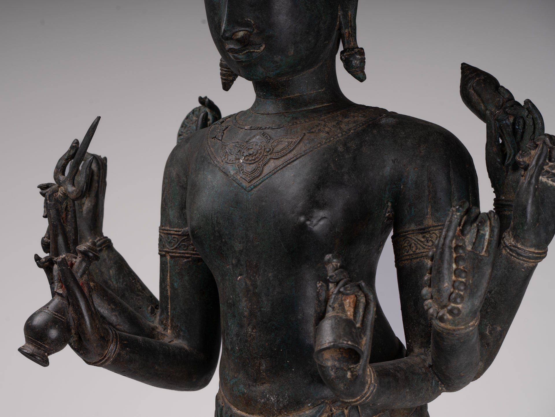 Vishnu Statue - Antique Thai Style Standing Bronze Vishnu Statue - 112cm/45"