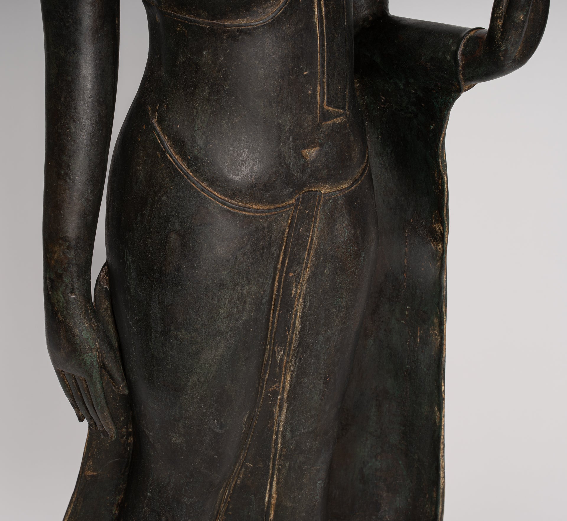 Antique stile tailandese Chiang Rugger Bronze Protection Statue Buddha - 150 cm/60 "