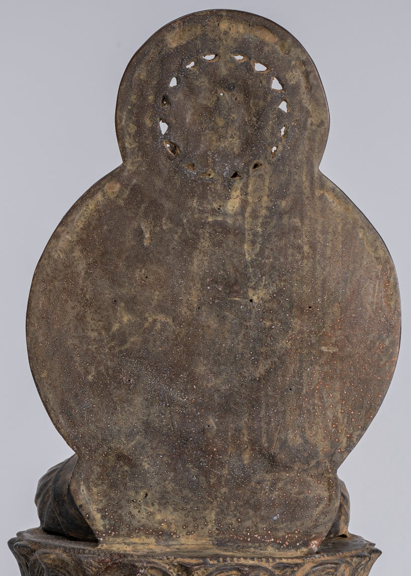 Estatua de Buda - Estatua de enseñanza de cobre antiguo de estilo japonés - 38 cm/15 "