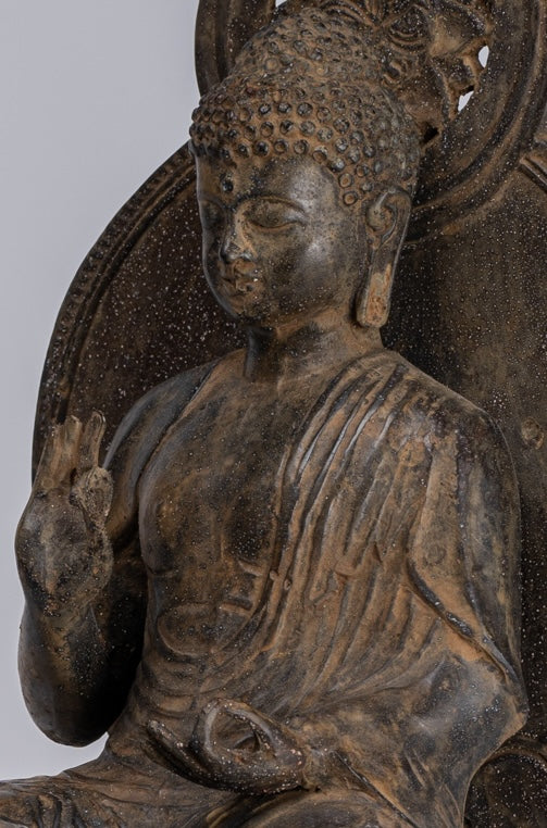 Estatua de Buda - Estatua de enseñanza de cobre antiguo de estilo japonés - 38 cm/15 "