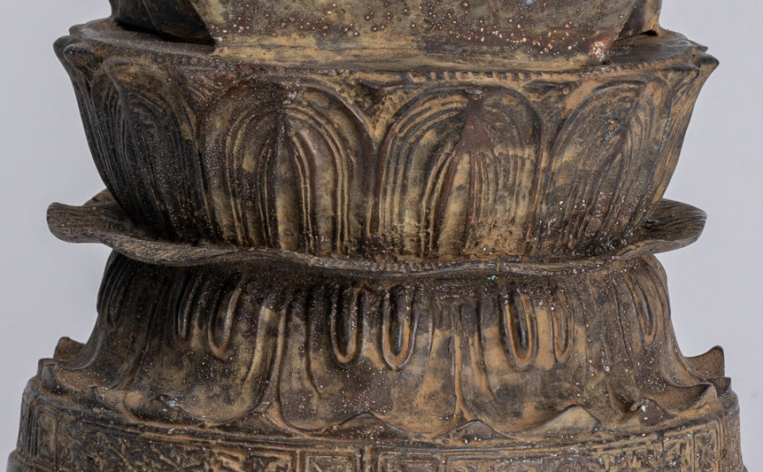 Estatua de Buda - Estatua de enseñanza de cobre antiguo de estilo japonés - 38 cm/15 "