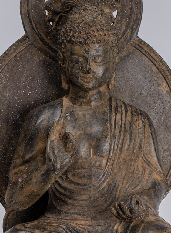 Estatua de Buda - Estatua de enseñanza de cobre antiguo de estilo japonés - 38 cm/15 "