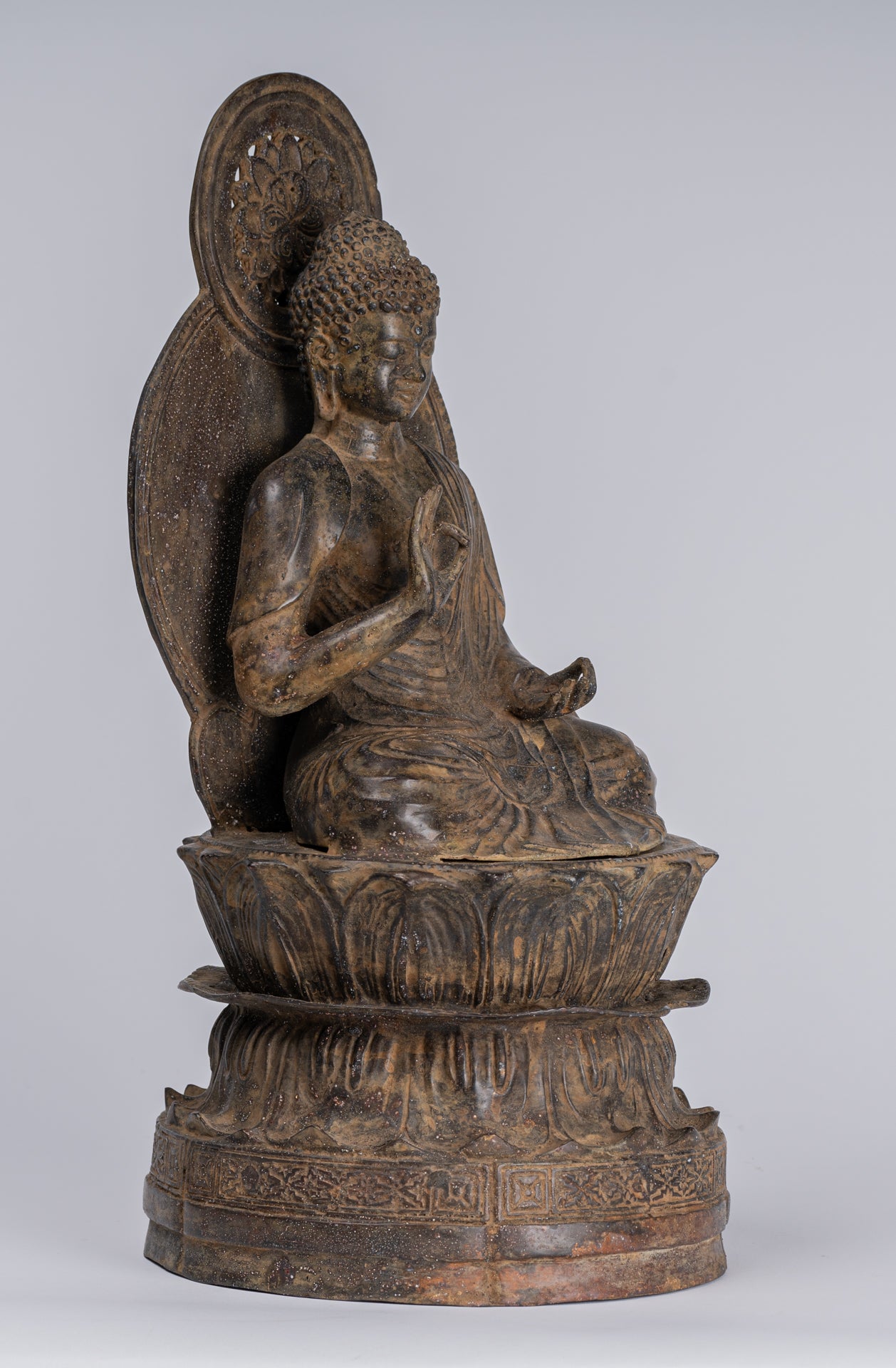 Estatua de Buda - Estatua de enseñanza de cobre antiguo de estilo japonés - 38 cm/15 "