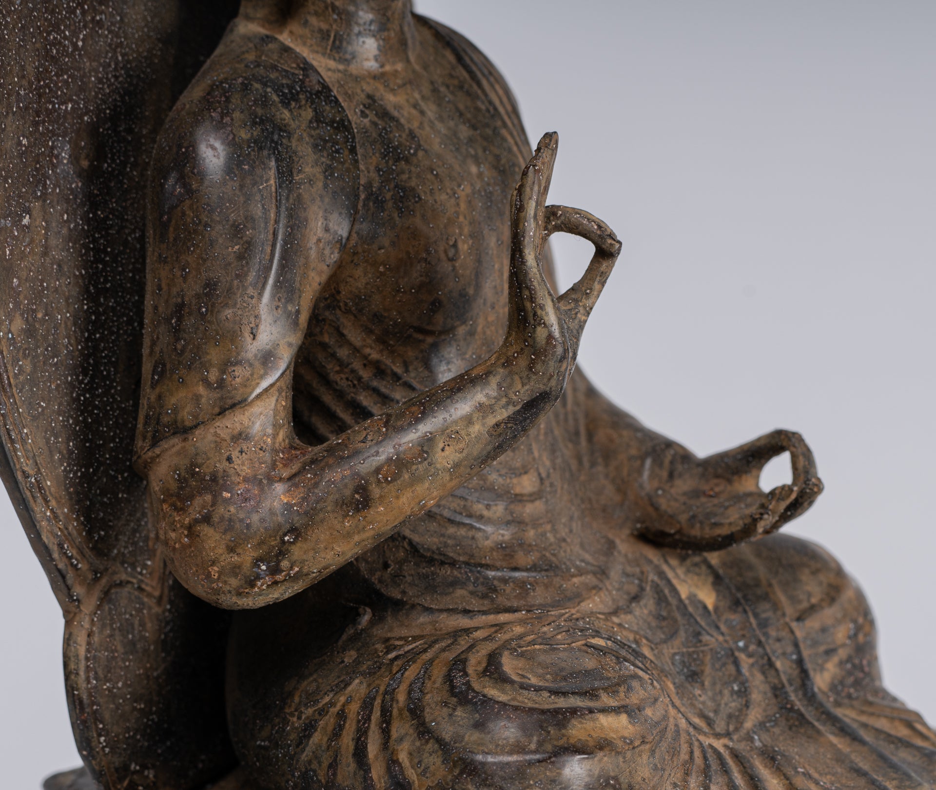 Estatua de Buda - Estatua de enseñanza de cobre antiguo de estilo japonés - 38 cm/15 "