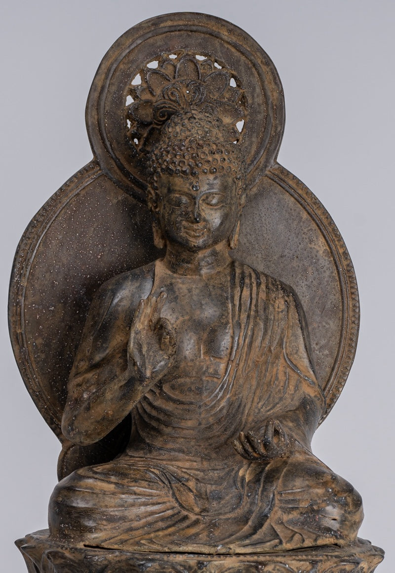 Estatua de Buda - Estatua de enseñanza de cobre antiguo de estilo japonés - 38 cm/15 "