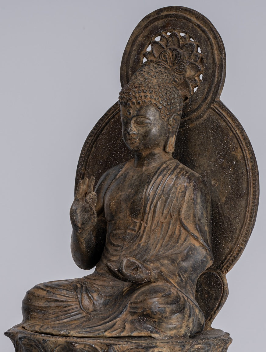 Estatua de Buda - Estatua de enseñanza de cobre antiguo de estilo japonés - 38 cm/15 "