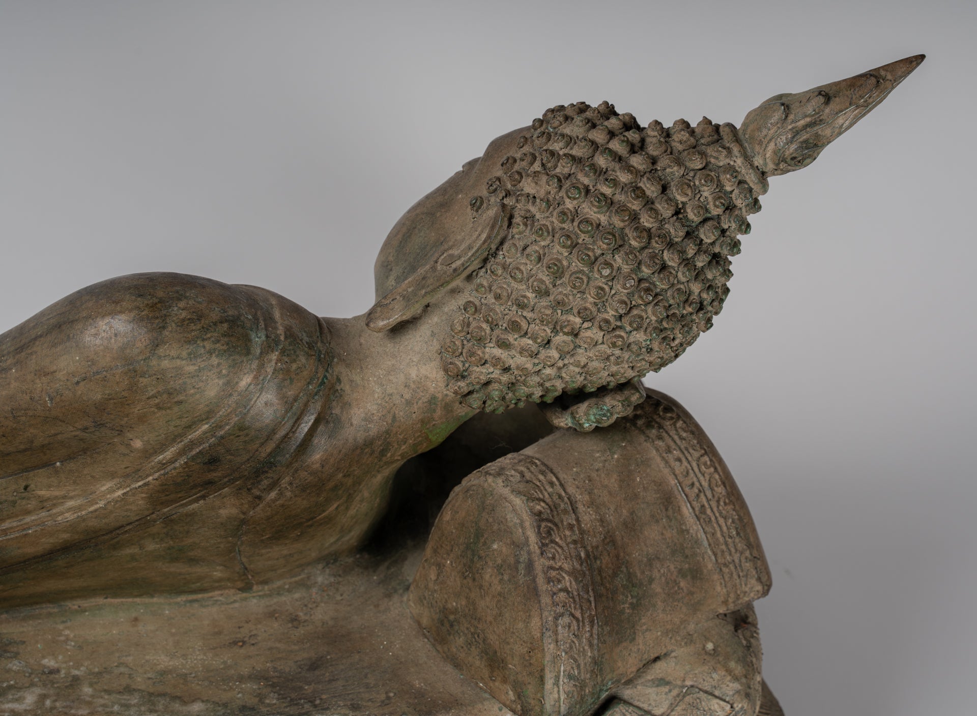 Buddha Statue - Antique Thai Style Bronze Sukhothai Reclining Nirvana Buddha Statue - 97cm/39"