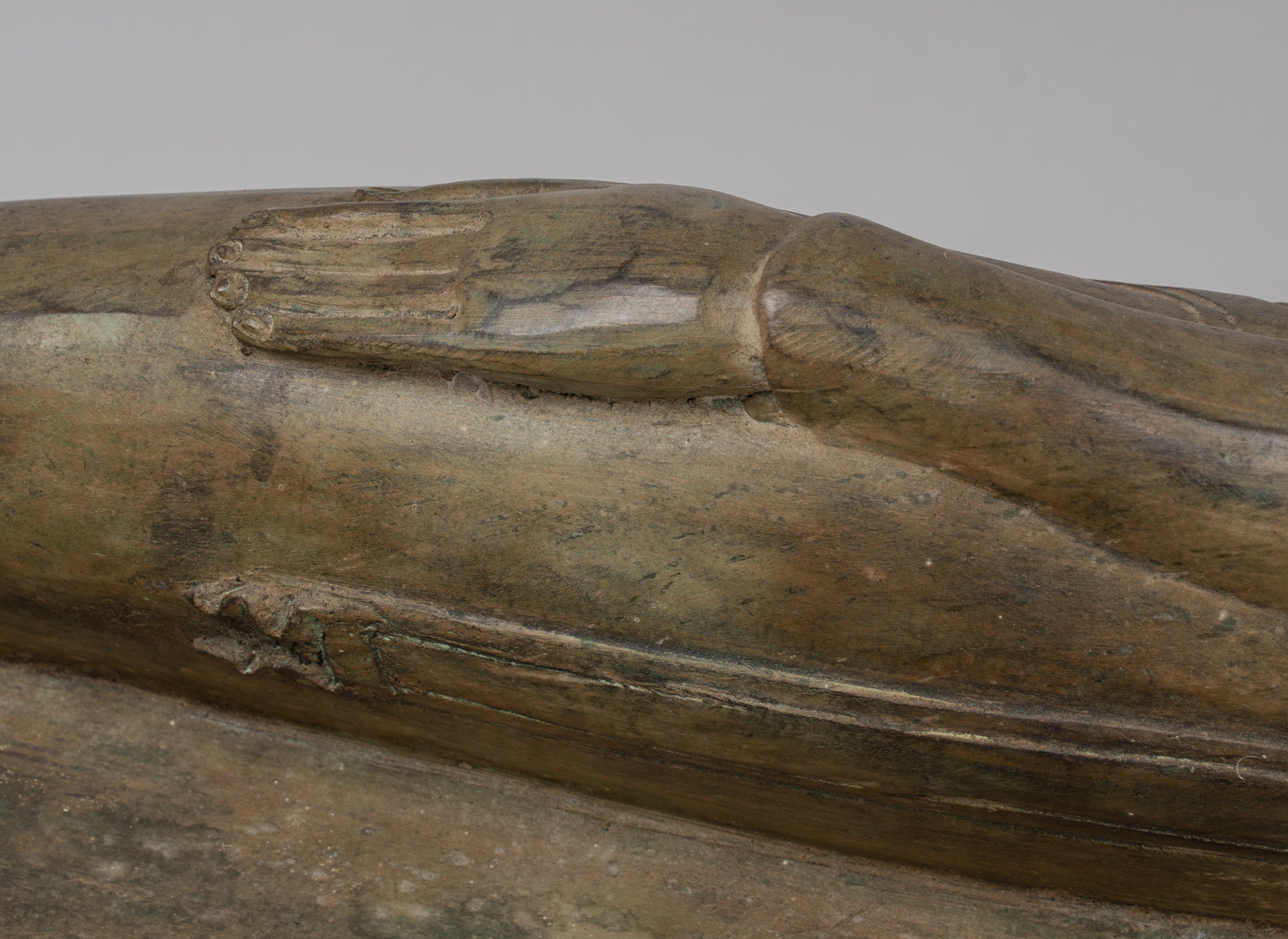 Buddha Statue - Antique Thai Style Bronze Sukhothai Reclining Nirvana Buddha Statue - 97cm/39"