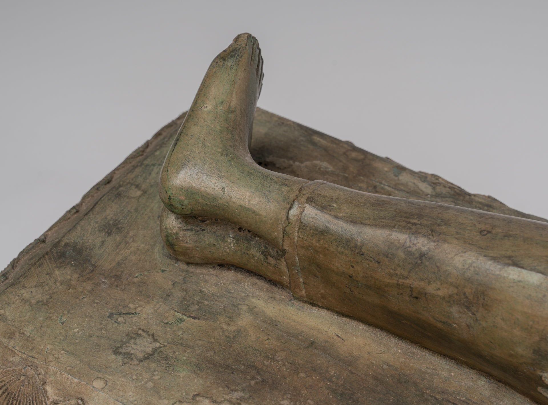 Buddha Statue - Antique Thai Style Bronze Sukhothai Reclining Nirvana Buddha Statue - 97cm/39"