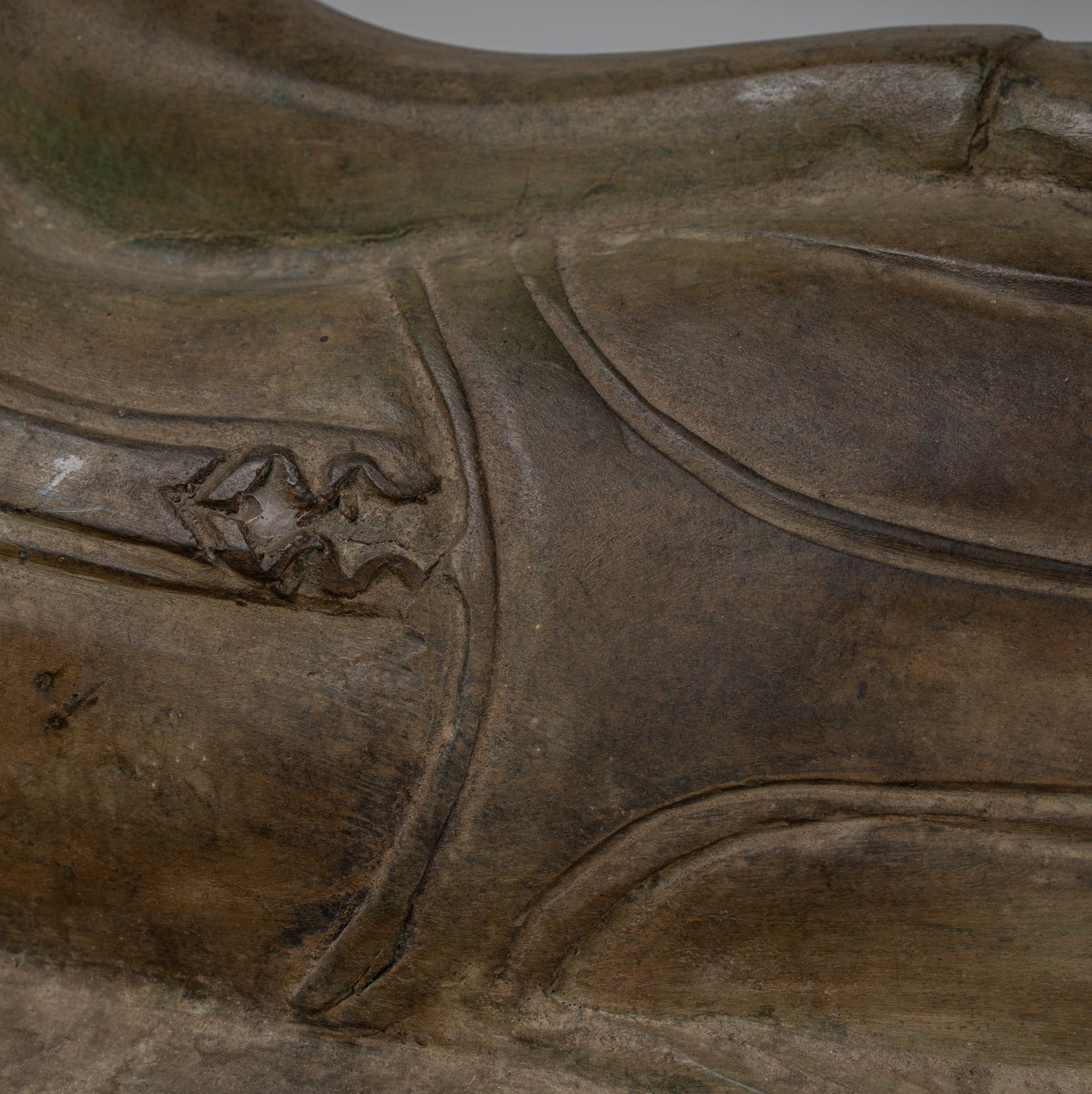 Buddha Statue - Antique Thai Style Bronze Sukhothai Reclining Nirvana Buddha Statue - 97cm/39"