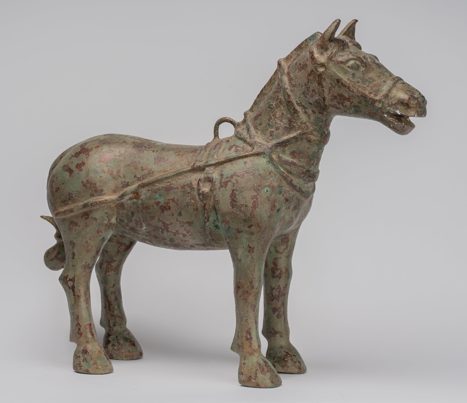 Horse Statue - Antique Chinese Style Standing Bronze Horse - 39cm/16" Tall