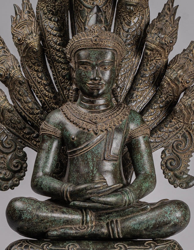Statue Art - Buddha – Naga Bayon Asian Antique Seated Khmer HD Style Meditatio Bronze
