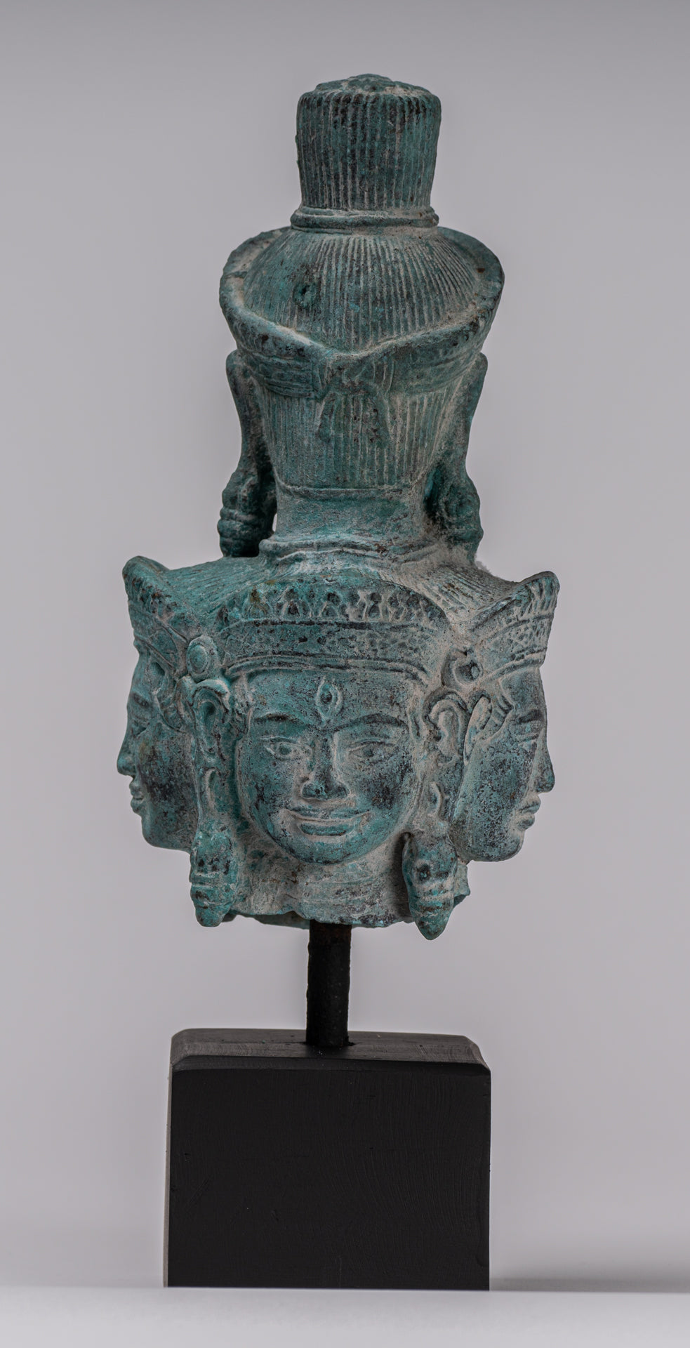 Bodhisattva - Antique Koh Ker Style Mounted Bronze Hevajra Statue - 24cm/10"