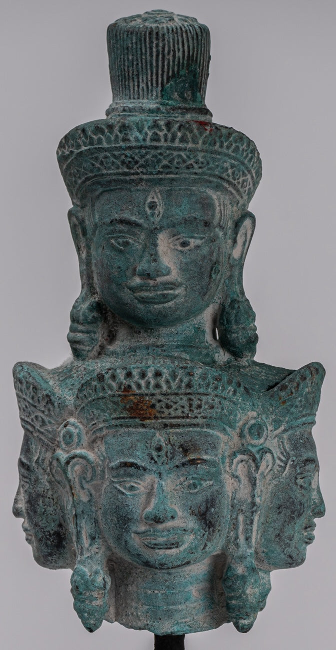 Bodhisattva - Antique Koh Ker Style Mounted Bronze Hevajra Statue - 24cm/10"