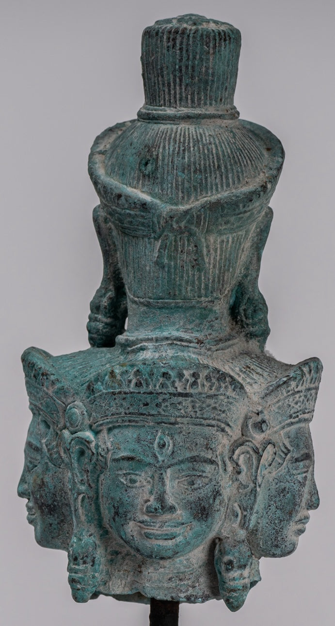 Bodhisattva - Antique Koh Ker Style Mounted Bronze Hevajra Statue - 24cm/10"