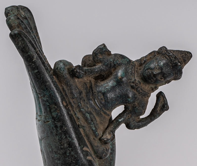 Mounted Antique Khmer Style Bronze Hand & Brahma - 21cm/8"