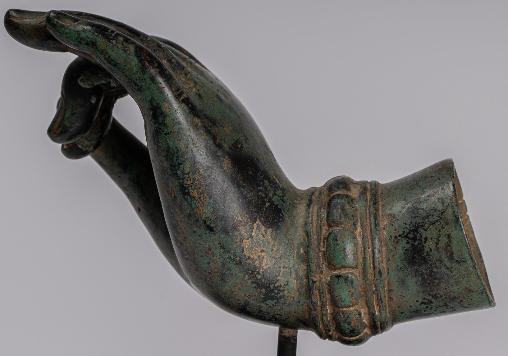 Mounted Antique Thai Style Southeast Asia Bronze Thai Teaching Hand - 15cm/6"